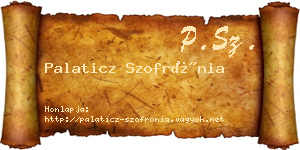 Palaticz Szofrónia névjegykártya